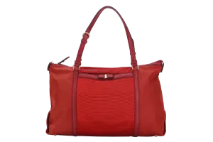 SALVATORE FERRAGAMO RED NYLON VARA BOW SHOULDER BAG GOLD HARDWARE, NO DUST COVER & BOX